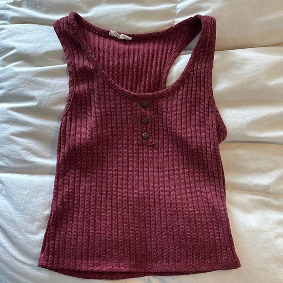 Women's Ribbed Burgundy Tank Top - Picture 1 of 1
